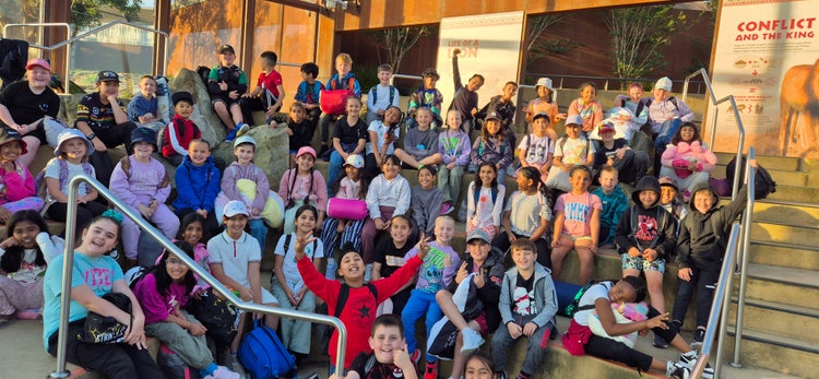 large group of students at a school camp